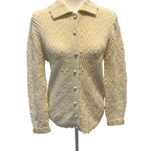 Vintage Women's Sweater Bee by Banff Ltd. Cream Button Down Knit Sweater